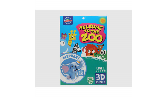 3D Puzle Zoo 27 x 18 cm 16 Daudzums Zilonis