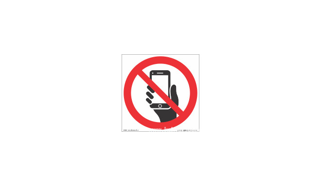Ohutus - silt Mobiiltelefonide kasutamine keelatud, kleebis, 15x15cm