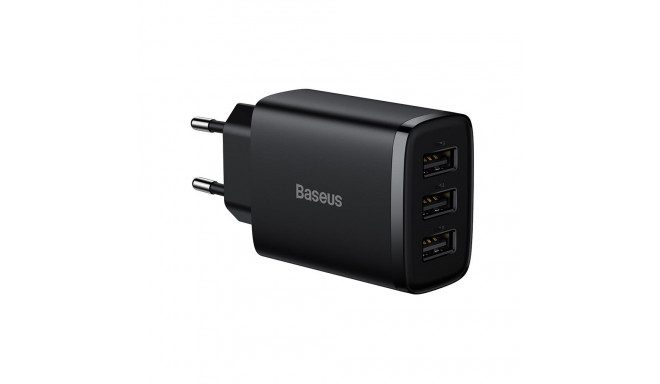 Baseus wall charger Compact 3 x USB black 17w