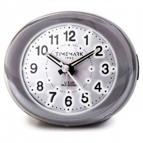 Analogue Alarm Clock Timemark Grey LED Light Silent Snooze Night mode 9 x 9 x 5,5 cm (9 x 9 x 5,5 cm