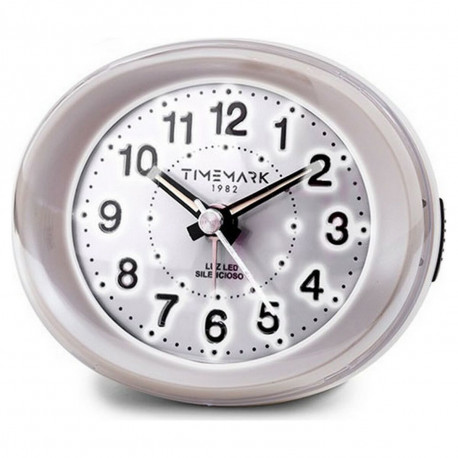 Analogue Alarm Clock Timemark White LED Light Silent Snooze Night mode 9 x 9 x 5,5 cm (9 x 9 x 5,5 c