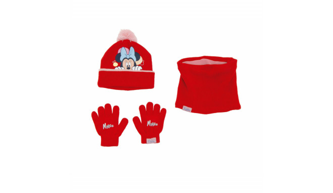 Hat, Gloves and Neck Warmer Minnie Mouse Lucky Red