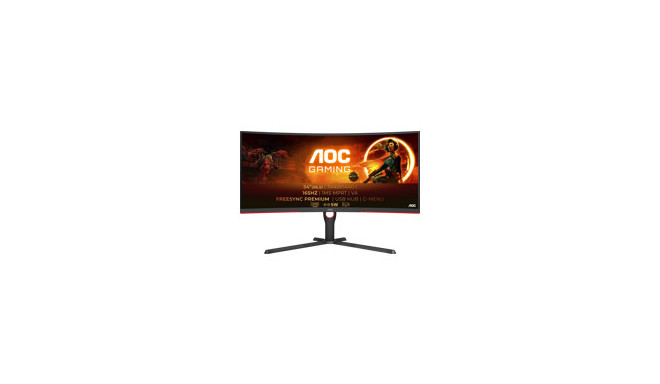 AOC CU34G3S/BK 34inch Curved monitor 1000R 3440x1440 165Hz HDMI DisplayPort Audio Out USB