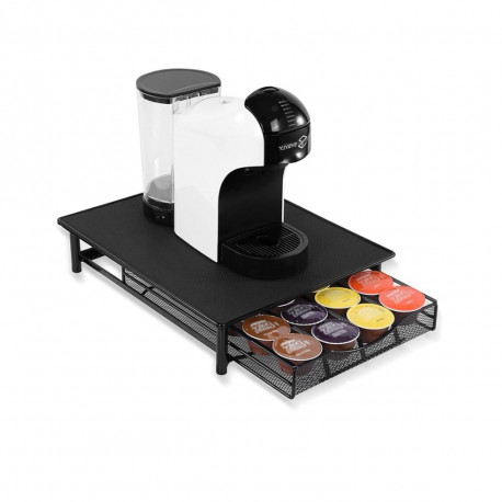 Kohvikapsli Organisaator DKD Home Decor 21 x 31 x 7,5 cm Must Metall