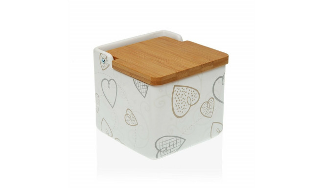 Salt Shaker with Lid Versa Cozy Bamboo Hearts Ceramic (12,2 x 11,5 x 12,2 cm)