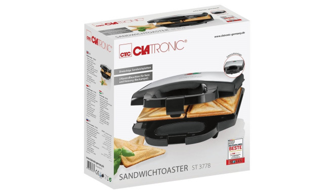 Clatronic ST 3778 sandwich maker 750 W Black, Stainless steel