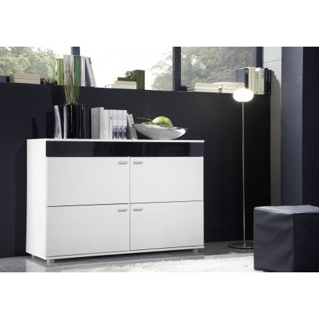Cama sideboard LOGO II BLACK 120/42/78 white/white + black gloss