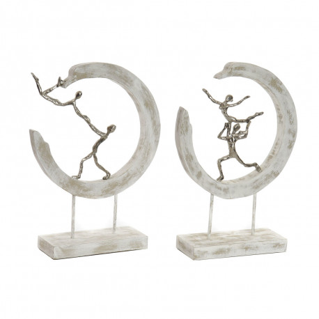 Decorative Figure DKD Home Decor 32,5 x 10 x 47 cm Silver White Ballet Dancer Modern Stripped (2 Uni