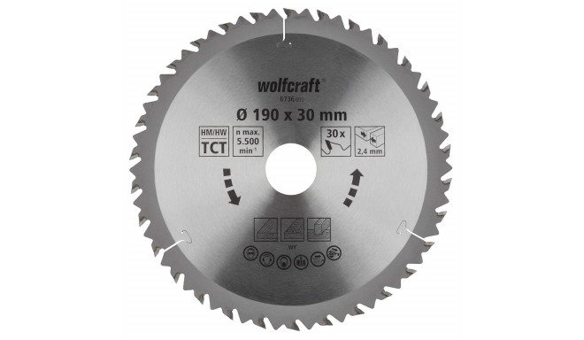 Lõikeketas Wolfcraft 6736000 Ø190 X 2,4 mm