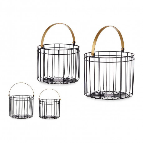Basket set Gift Decor JY19149GB JY19149GB Black Golden Metal Cylindrical