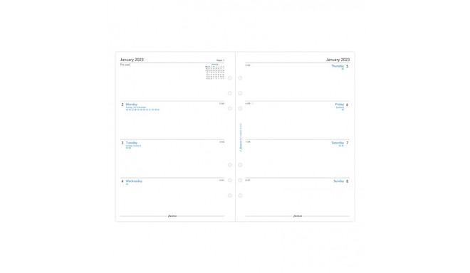 Kalendrisisu Filofax A5 nädal 2-lehel, ingliskeelne