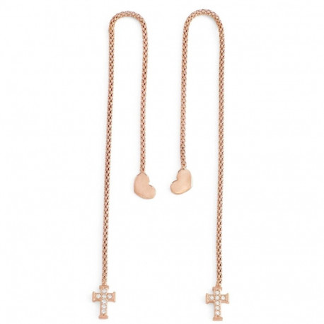 Ladies' Earrings Amen CUORE CROCE CRISTALLI ROSE GOLD Sterling silver 925