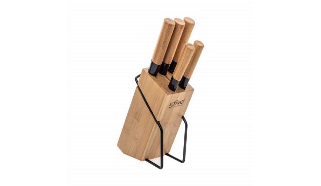 Set of Knives with Wooden Base 5five (32,5 x 22,5 x 7,5 cm)