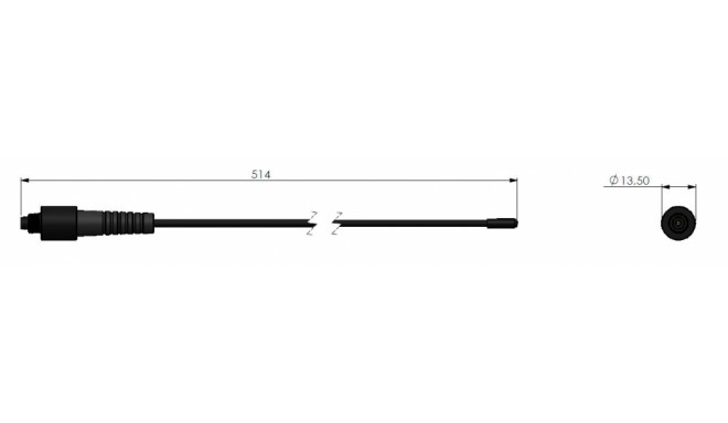 PT2M 1/4 UNIVERSAL (FME) Super-flexible full 1/4 λ customer tunable whip antenna with FME-connector