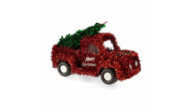 Декоративная фигура Автомобиль Рождество Мишура 15 x 18 x 27 cm Красный Зеленый Пластик полипропилен