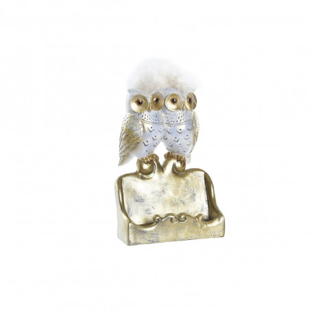 Dekoratiivkuju DKD Home Decor Valge Kuldne Öökullid 10 x 8 x 7 cm