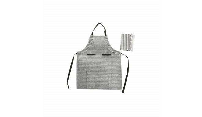 Apron with Pocket DKD Home Decor 70 x 1 x 85 cm Grey Cotton White Green