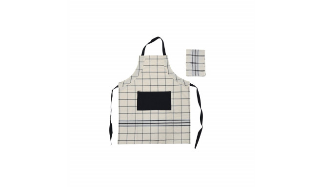 Apron with Pocket DKD Home Decor 70 x 1 x 85 cm Black Beige Blue Cotton