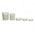 Basket set DKD Home Decor Polyester Green wicker (44 x 34 x 56 cm)