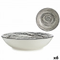 Deep Plate Stripes Porcelain Black White 6 Units (20 x 4,7 x 20 cm)