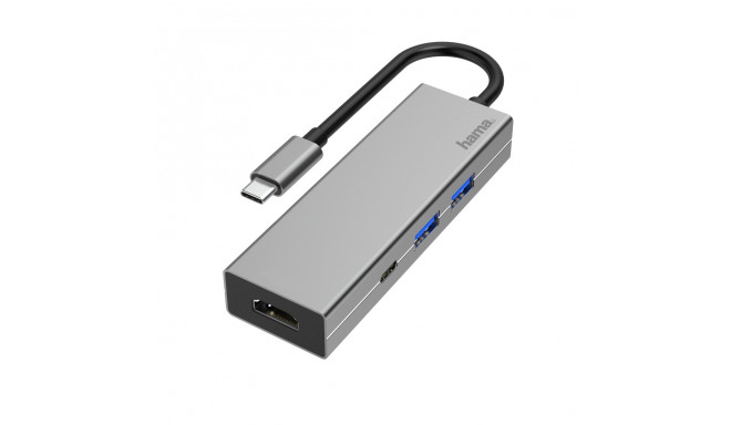 Port replikaator Hama USB-C Multiport Adapter 2xUSB3.1/HDMI 4K@30Hz/USB-C USB3.2 Gen1 Power Delivery