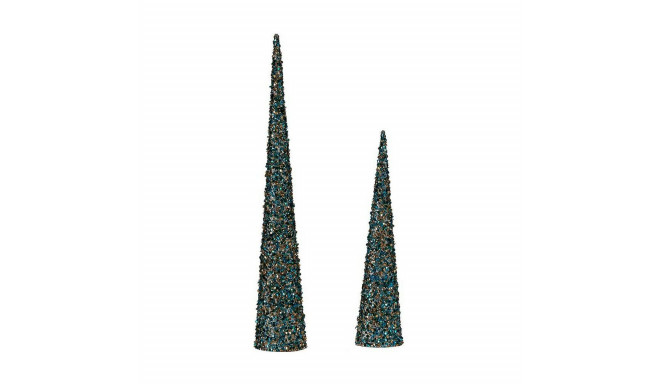 Decoration Christmas Cones Sequins Blue Golden Plastic