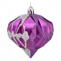 Christmas Baubles Diamond Ø 8 cm 6 Units Silver Purple Plastic