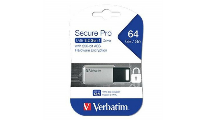 USB stick Verbatim Secure Pro Black Black/Grey 64 GB