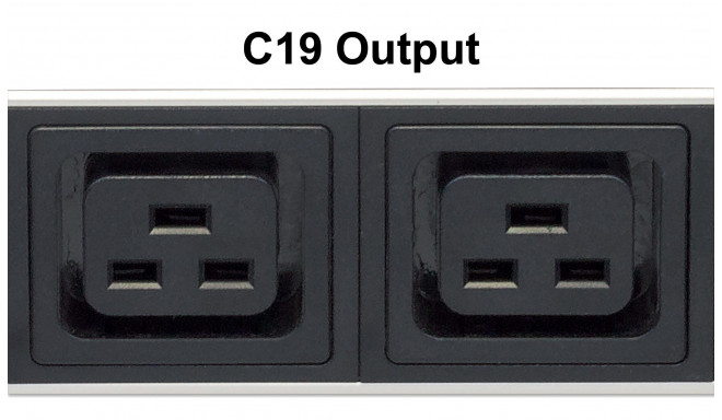 Intellinet 163613 toitepistikuriba (PDU) rack 19" 1U 8x C19 pesa, 110-250V/16A, kaabel 2m