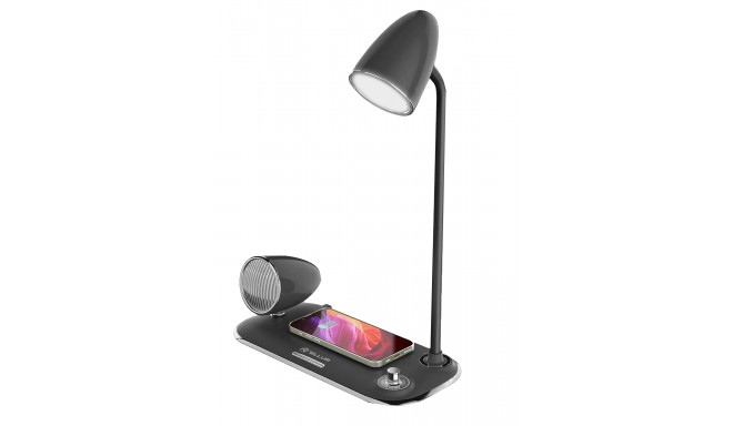 Tellur Nostalgia Wireless Desk Charger, Bluetooth Speaker, Desk Lamp black