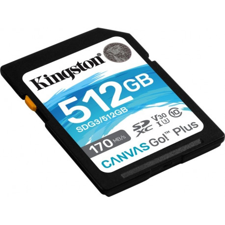 Kingston Canvas Go! Plus 512 GB SDXC, memory card (black, UHS-I (U3), Class 10, V30)
