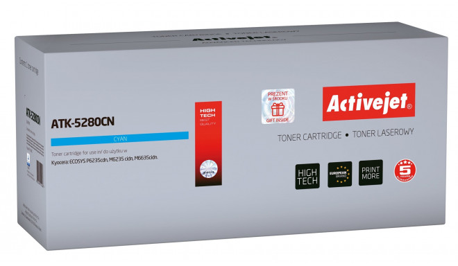 Activejet ATK-5280CN tooneri kassett (asendus Kyocera TK-5280C; Supreme; 11000 lehte; tsüaan)