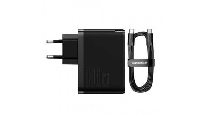 Baseus wall charger GaN5 Pro PD 100W 1x USB-C 1x USB black + USB-C - USB-C