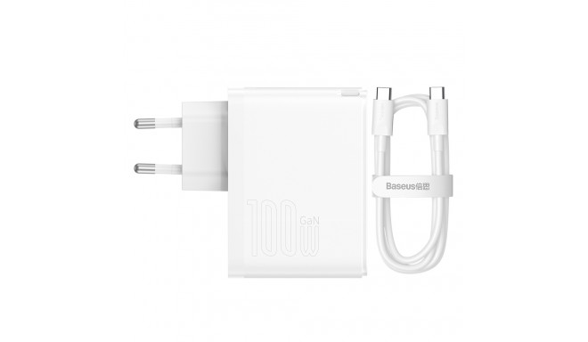 Baseus wall charger GaN5 Pro PD 100W 1x USB-C 1x USB white+ USB-C - USB-C