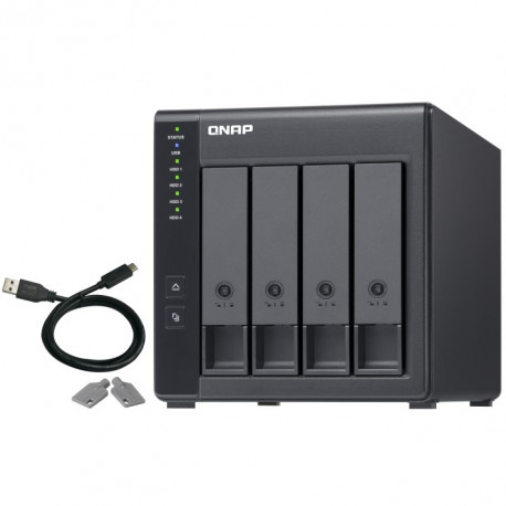4-Bay QNAP TR-004 - 2.5/3.5 Zoll - Serial ATA II - 0,1,5,10,JBOD - 3.2 Gen 1 (3.1 Gen 1) - USB Typ-C