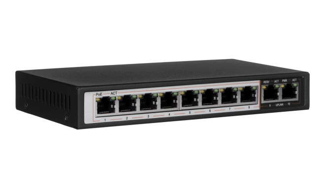 Extralink PoE Switch CERES 8x 100Mb/s PoE/PoE+, 2x RJ45 Uplink 100Mb/s, 96W