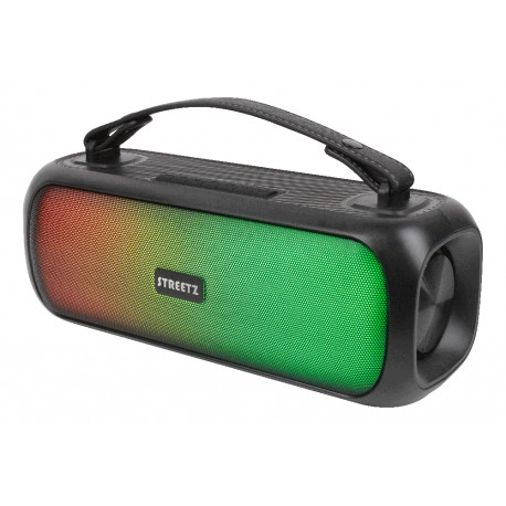 Boombox STREETZ BT 2x 7.5 W, IPX5, AUX, USB flash, LED, black / CMB-110