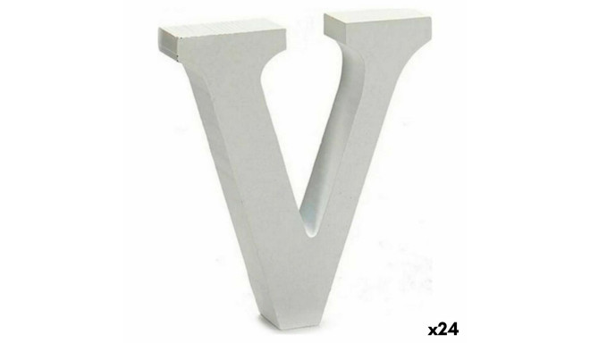 письмо V 2 x 11 cm Деревянный Белый (24 штук)