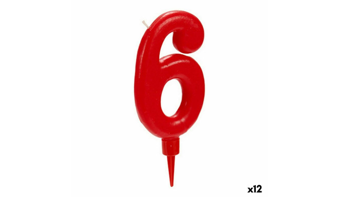 Candle CL15AK083-6 CL15AK083-6 Birthday Number 6 Red (12 Units)