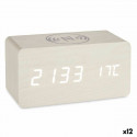 Digitāls Galda Pulkstenis Balts PVC Koks MDF (15 x 7,5 x 7 cm) (12 gb.)