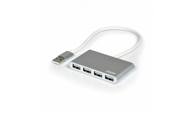 4-Port USB Hub Port Designs 900120 Silver White/Grey