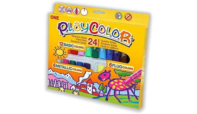 Painting set Playcolor Basic Metallic Fluor Multicolour 24 Pieces