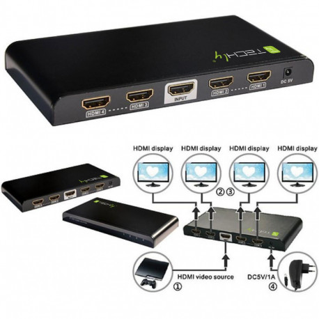 Techly Spliter 4-portowy 306653