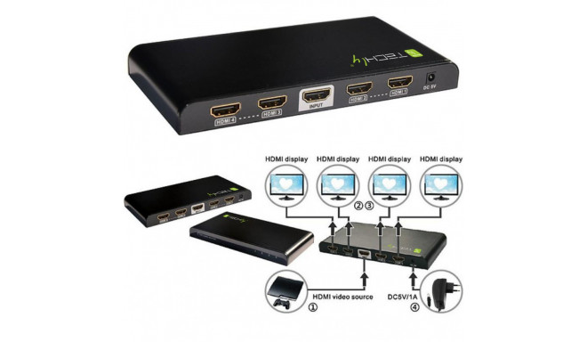 Techly Spliter 4-portowy 306653