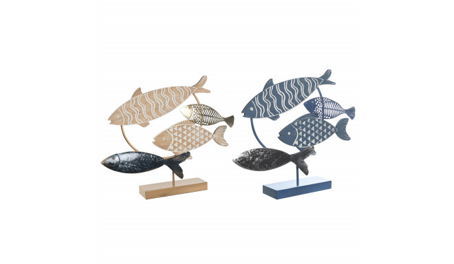 Decorative Figure DKD Home Decor 53 x 9 x 45 cm Natural Blue Golden Spirals Mediterranean (2 Units)