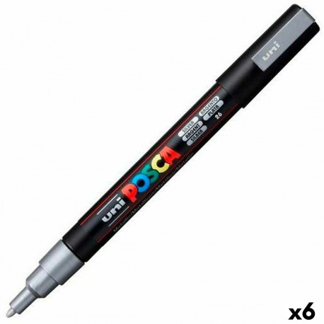 Marker POSCA PC-3M Hõbedane (6 Ühikut)