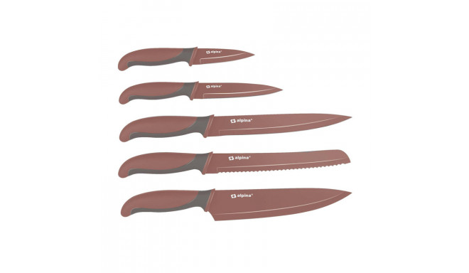 Alpina - Zestaw noży ze stali nierdzewnej (bordowy)