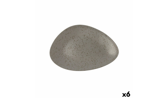 Flat plate Ariane Oxide Triangular Ceramic Grey (Ø 29 cm) (6 Units)