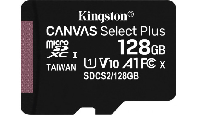 Kingston Canvas Select Plus memory card 128 GB MicroSDXC Class 10 UHS-I