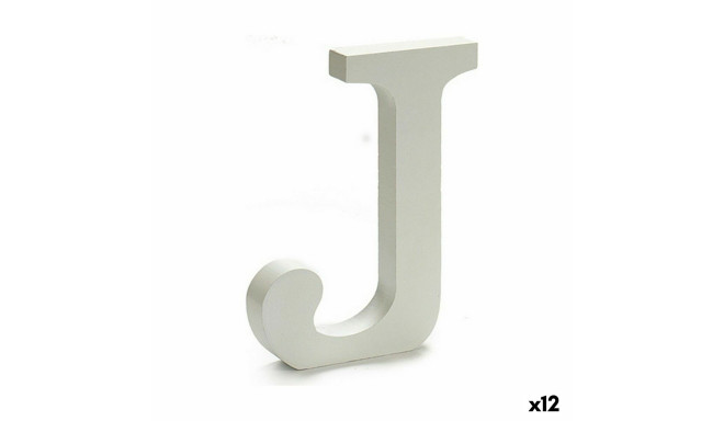 Letter J Wood White (1,8 x 21 x 17 cm) (12 Units)